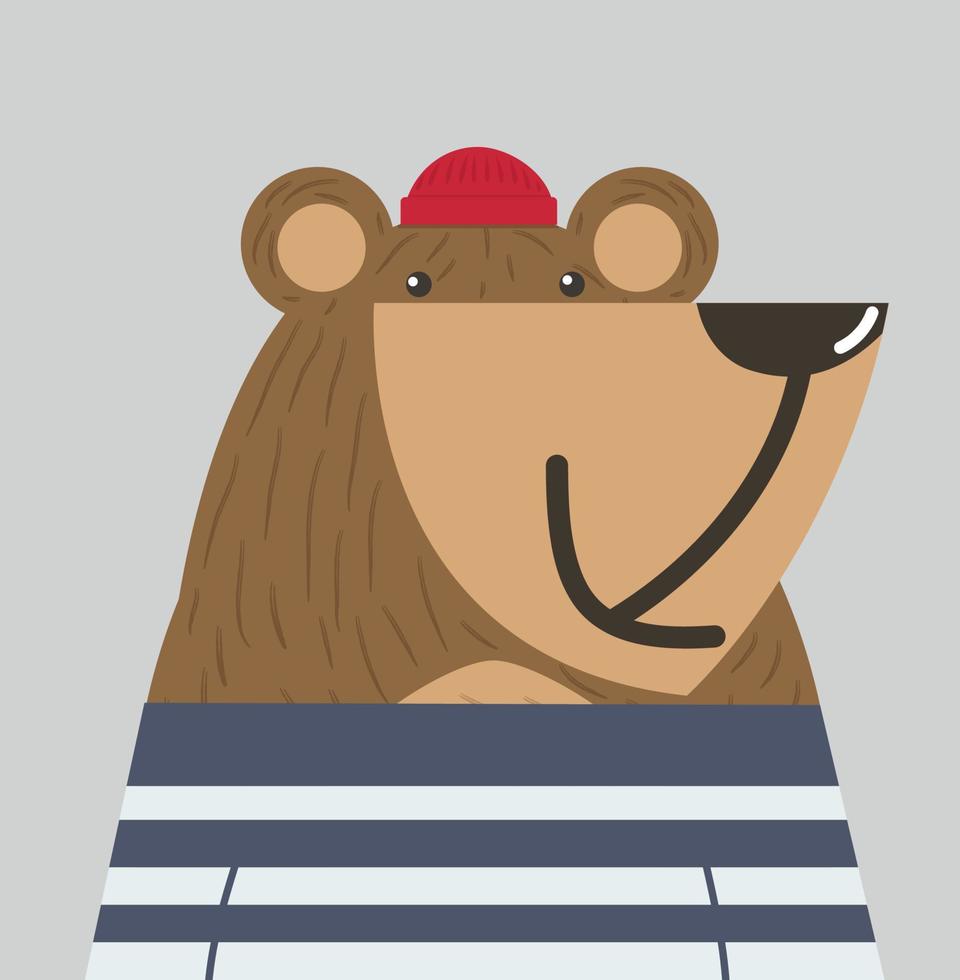 Cute bear doodle vector icon sailor