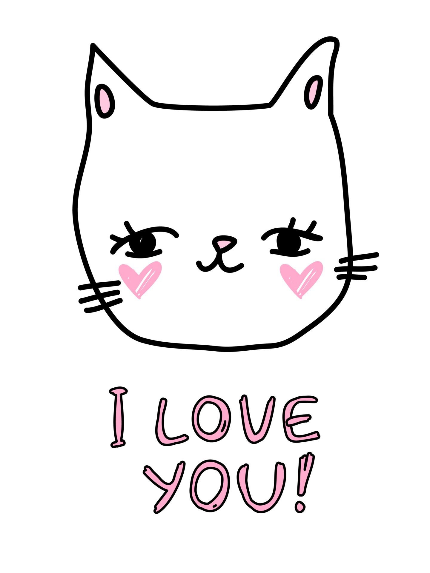 Little cute white cat with text I love you. Children's cartoon character on  an isolated background. Baby print, banner, brochure. 3659594 Vector Art at  Vecteezy