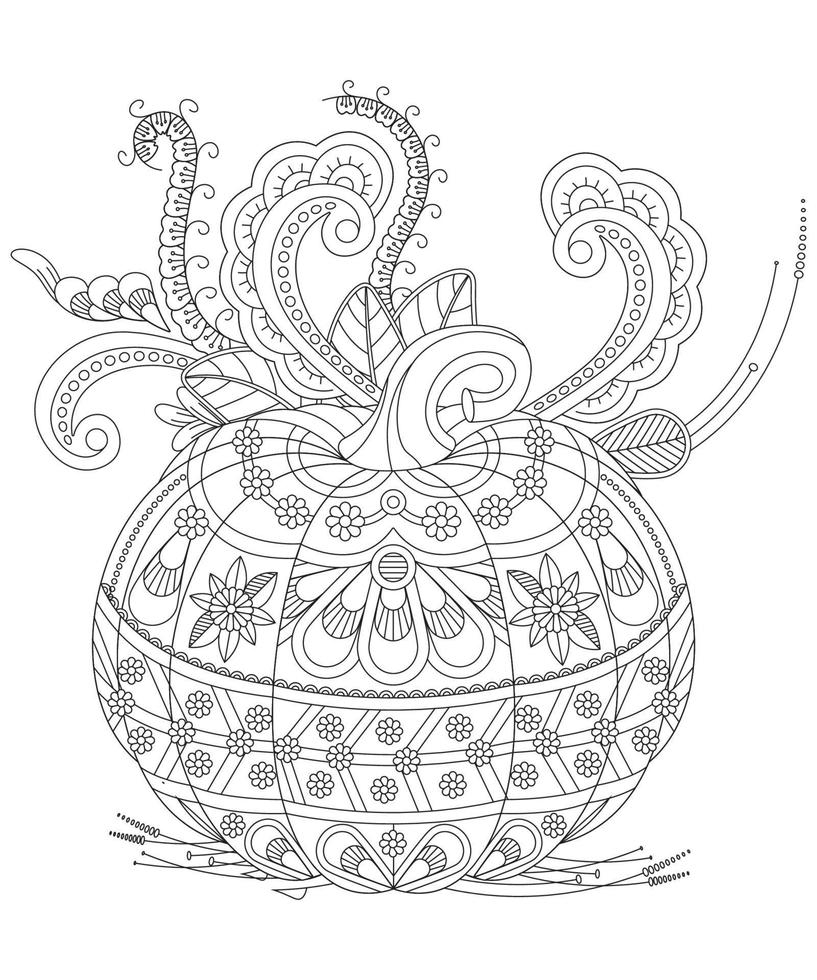 Pumpkins Coloring page with doodle style. Halloween coloring ...