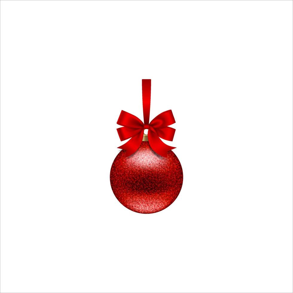 red glitter christmas ball vector