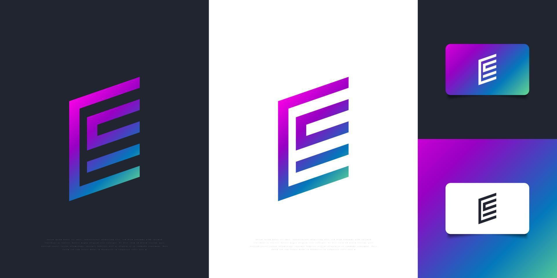 Plantilla de diseño de logotipo letra e moderno y abstracto en degradado colorido con concepto mínimo. símbolo del alfabeto gráfico para la identidad empresarial corporativa vector