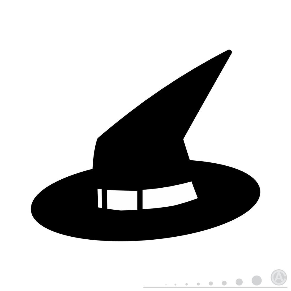 Icon vector graphic of witch hat. Icon in black and white style.