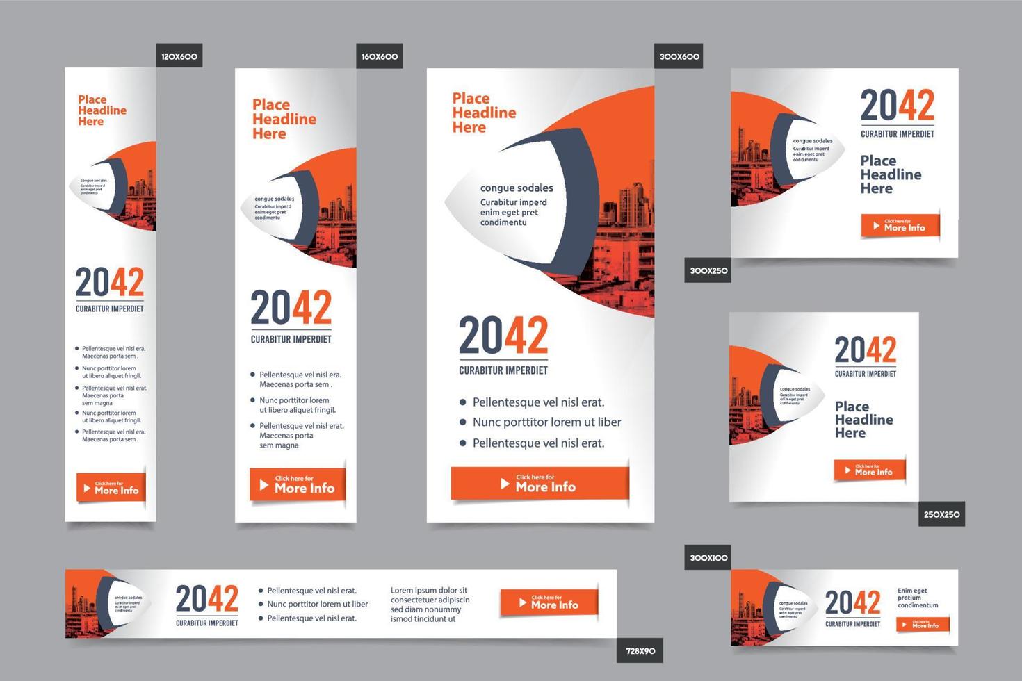 City Background Corporate Web Banner Template in multiple sizes. Easy to adapt to Brochure, Annual Report, Magazine, Poster, Corporate Advertising media, Flyer, Website. vector