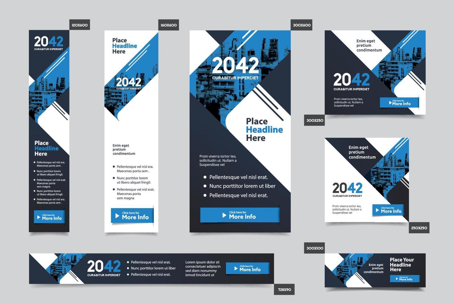 City Background Corporate Web Banner Template in multiple sizes 