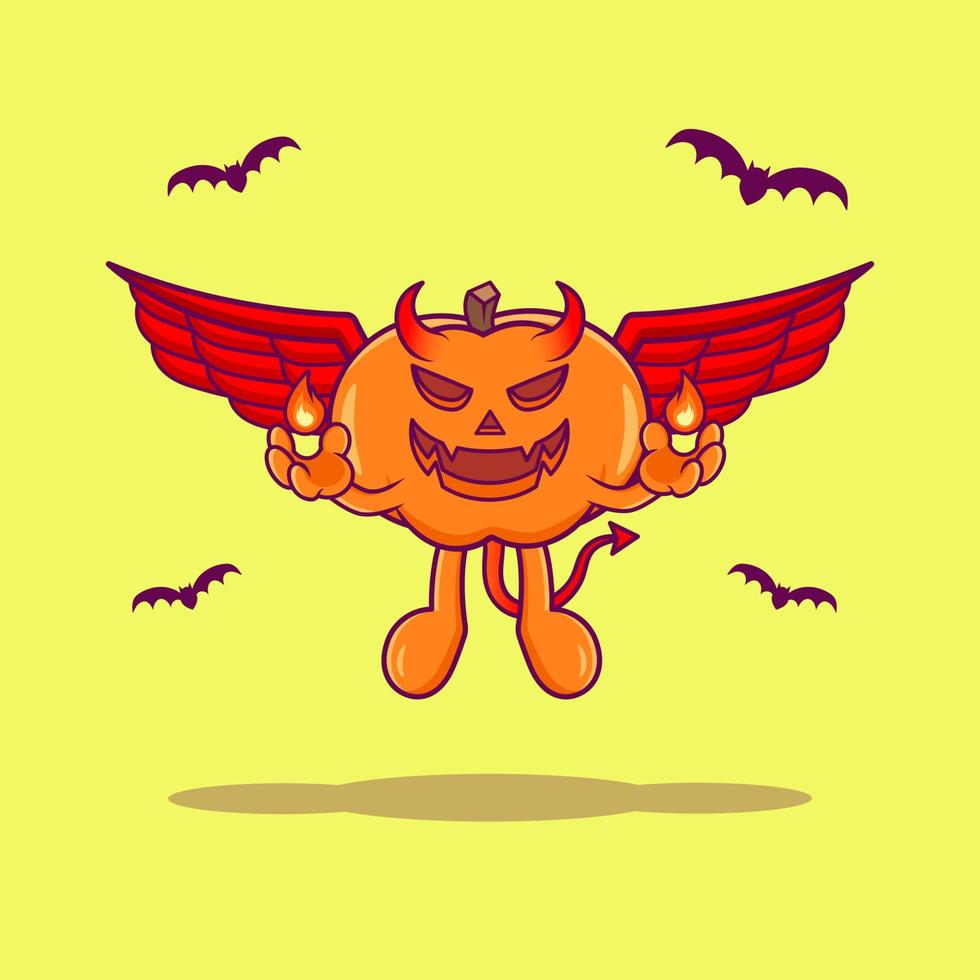 vector lindo del ejemplo de la historieta del vuelo de la calabaza del diablo.