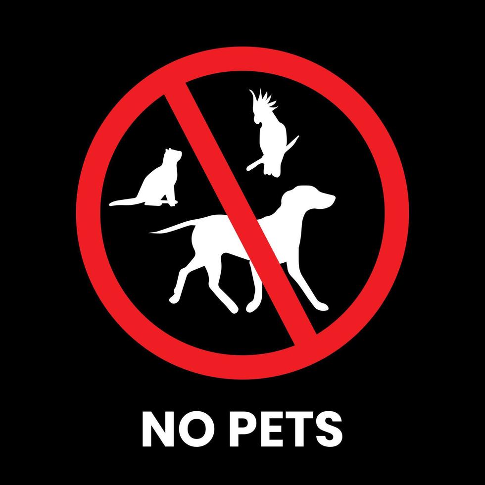 No Entry Pets Sign Sticker with text inscription on isolated background vector