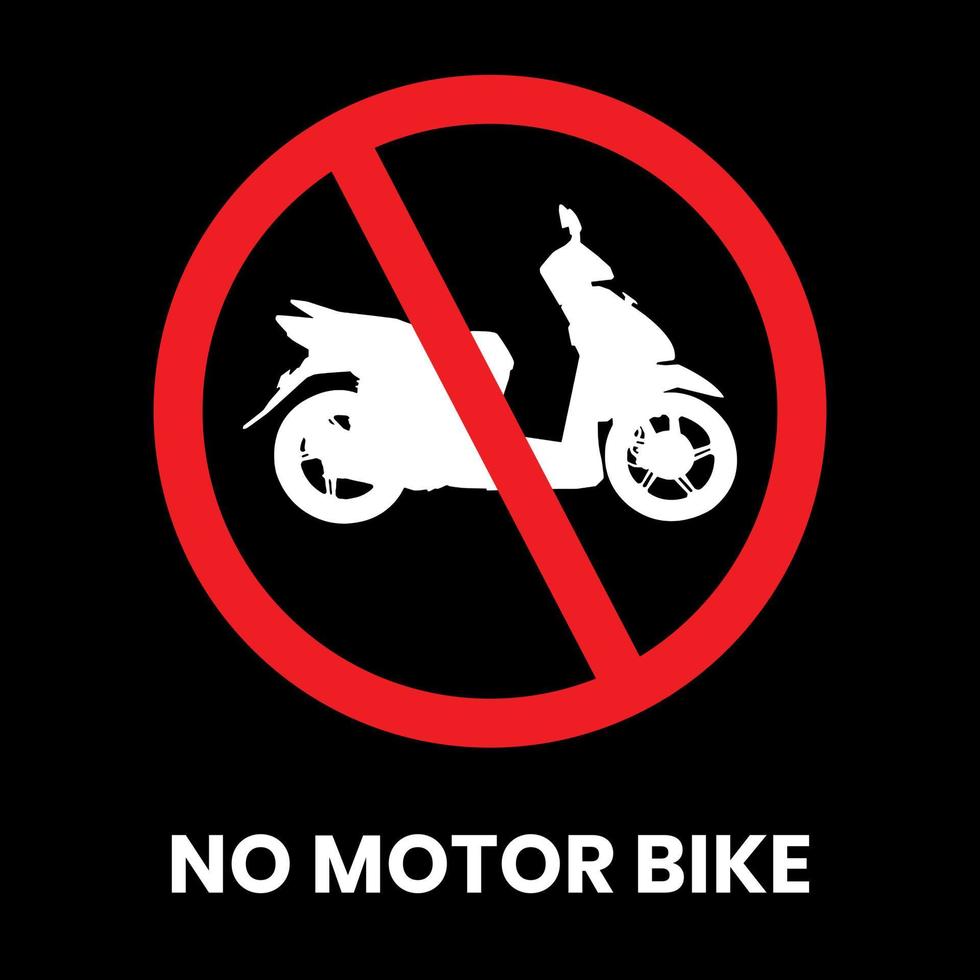Prohibida la entrada de motocicletas pegatina de señal de tráfico con inscripción de texto sobre fondo aislado 01 vector