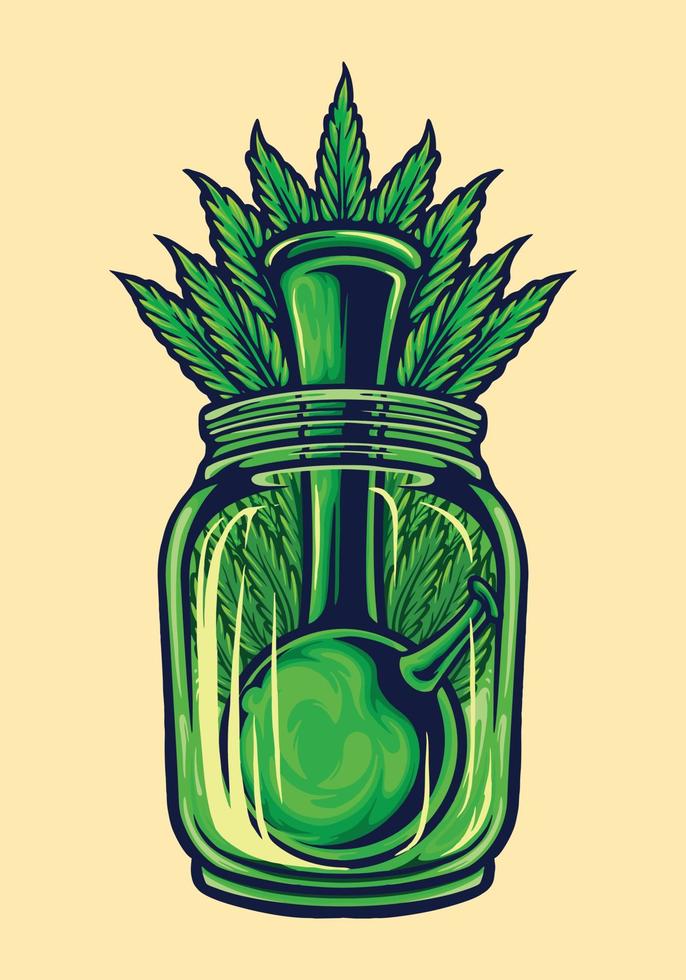 bong weed leaf bottle ilustraciones vector