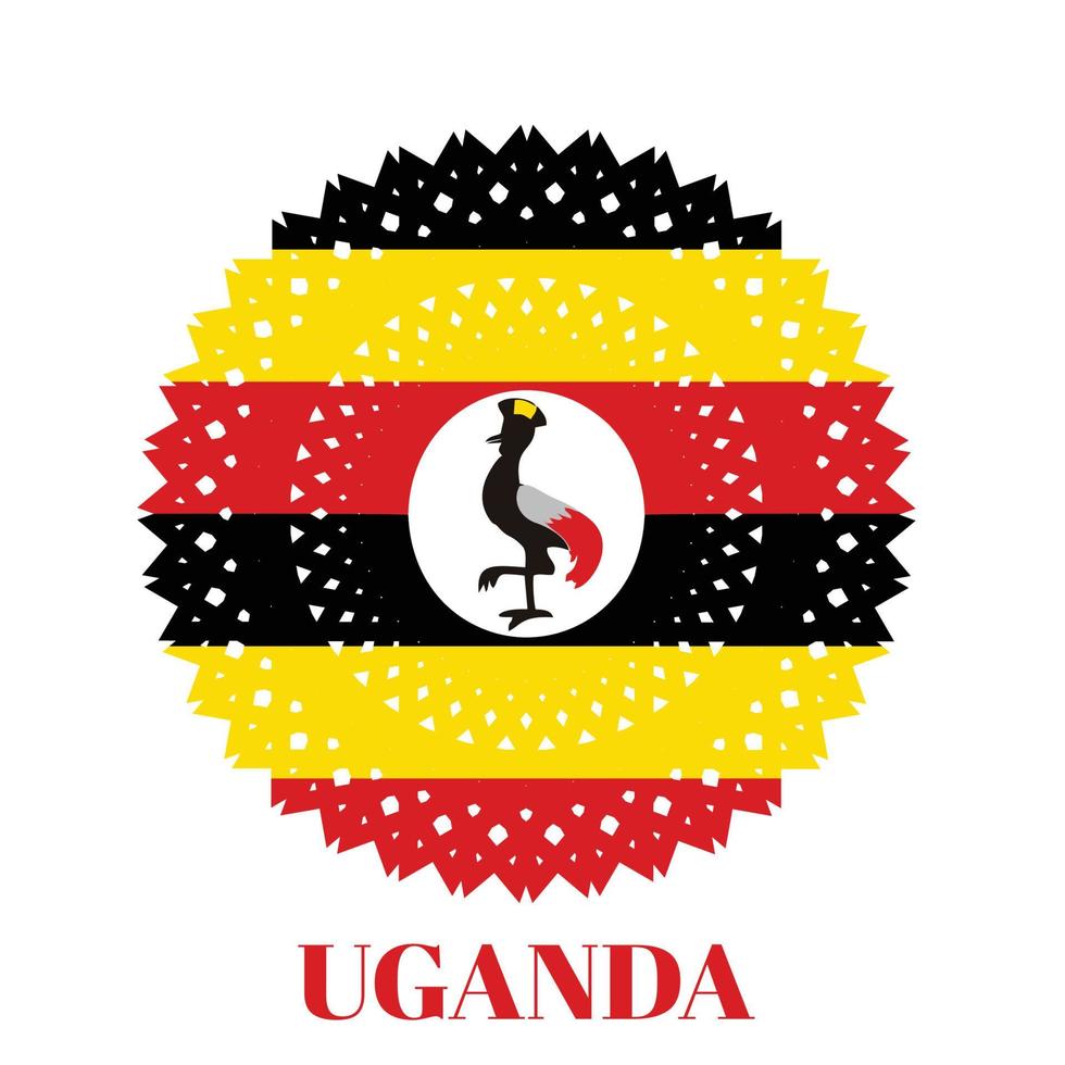 Bandera de Uganda con elegante concepto de ornamento de medalla vector