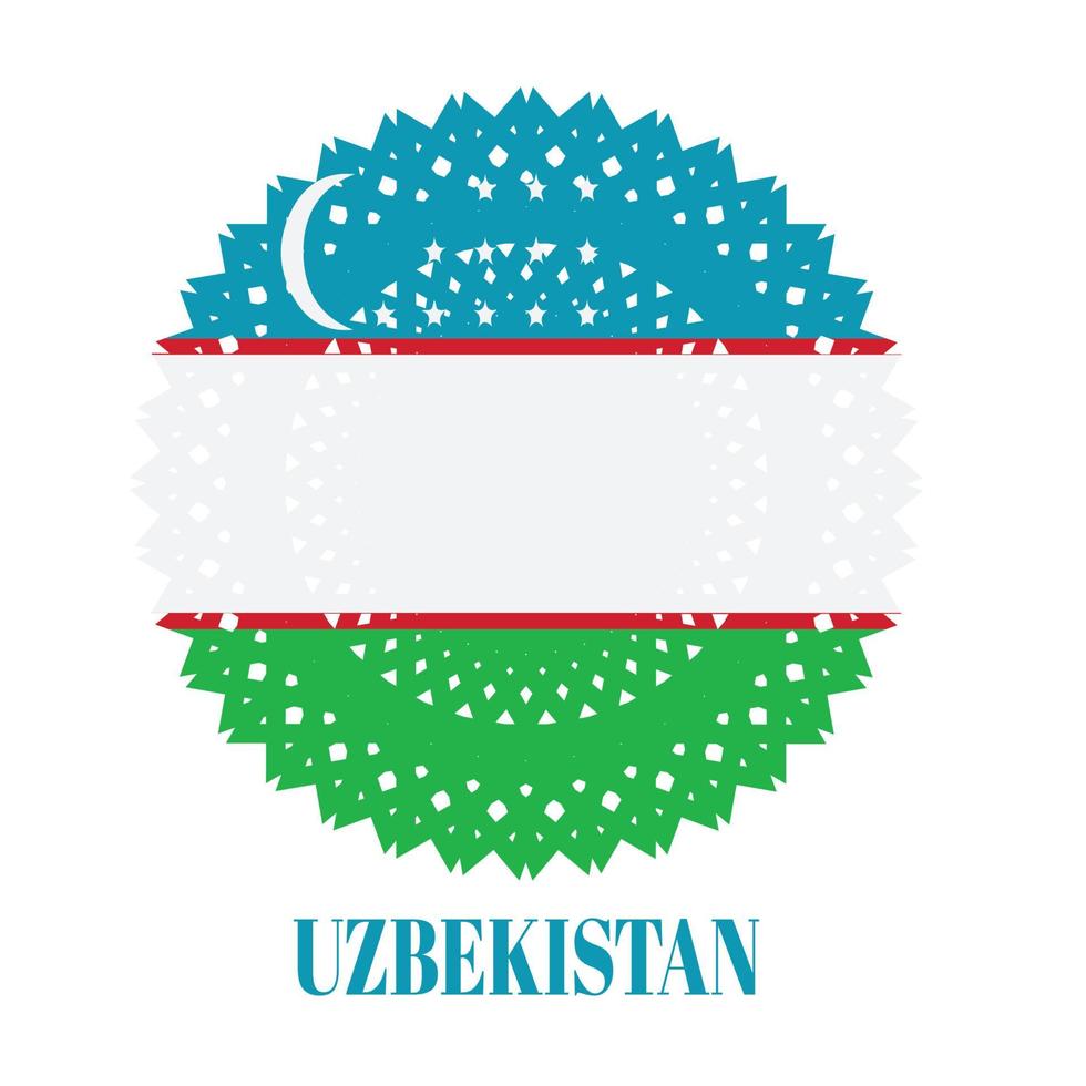 Bandera de Uzbekistán con elegante concepto de ornamento de medalla vector