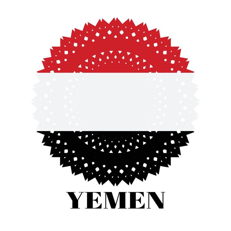 Yemen flag with elegant medal ornament concept vector