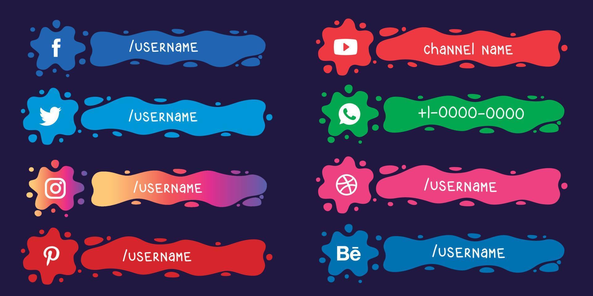 Splash Social Media Lower thirds collection vector