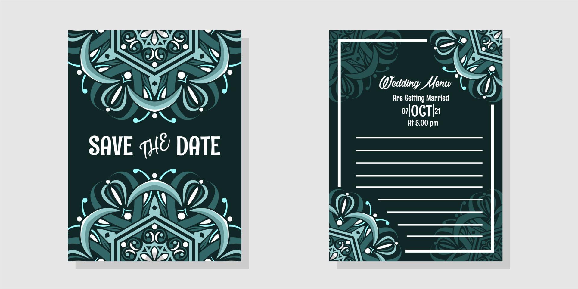 conjunto de invitación de boda con hermosos colores, archivo eps. vector