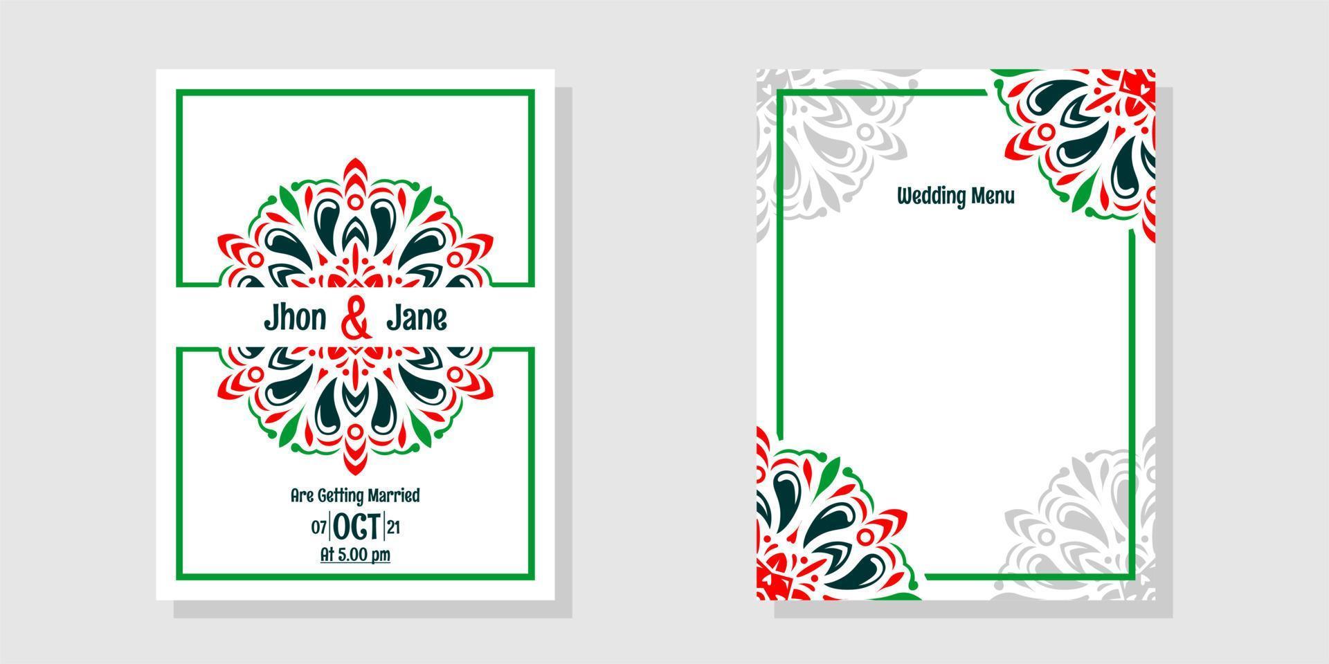 conjunto de invitación de boda con hermosos colores, archivo eps. vector