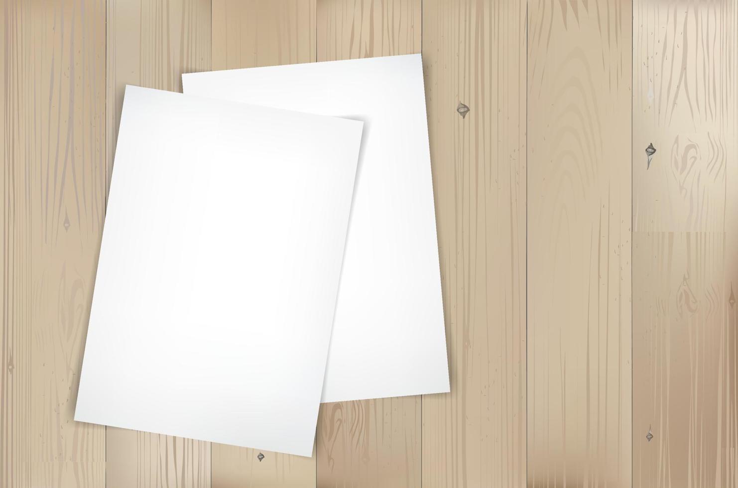 Piece of blank paper over wood background Vector Image