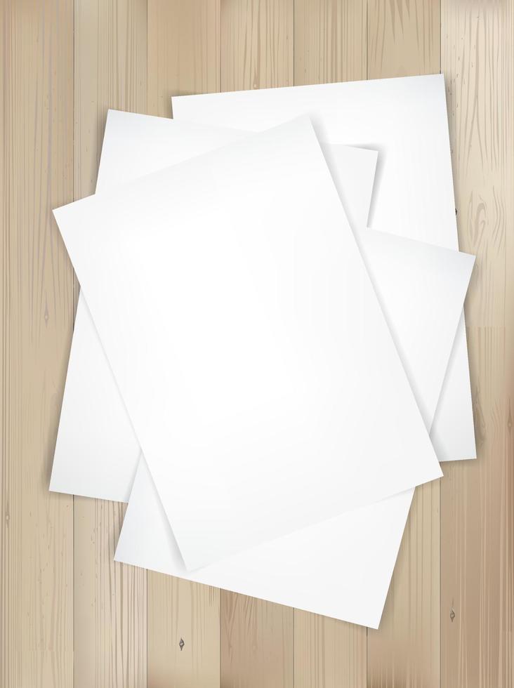 White paper sheet on wood texture background. Vector. vector