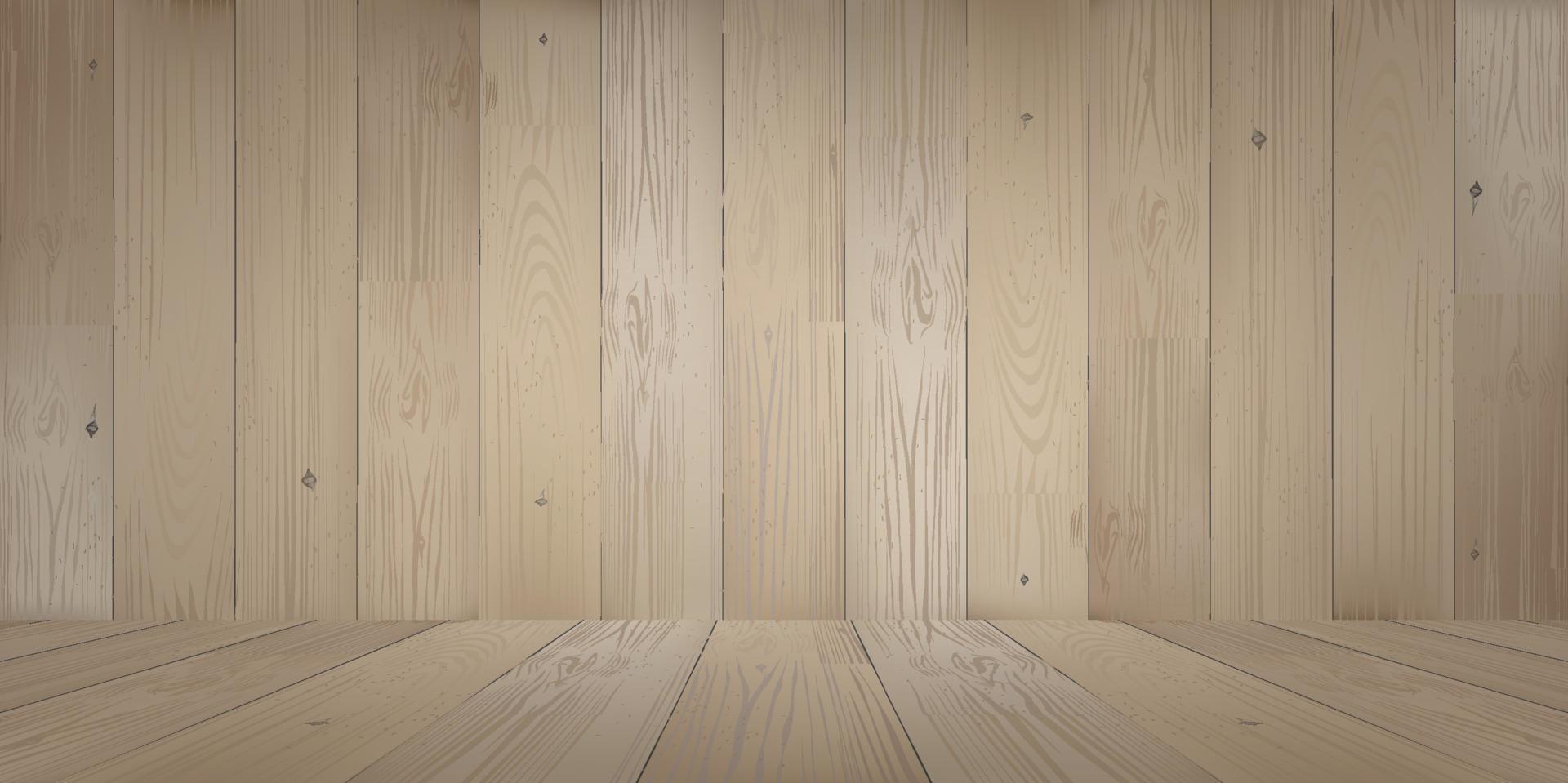 Fondo de espacio de sala de madera con piso de madera en perspectiva. vector. vector