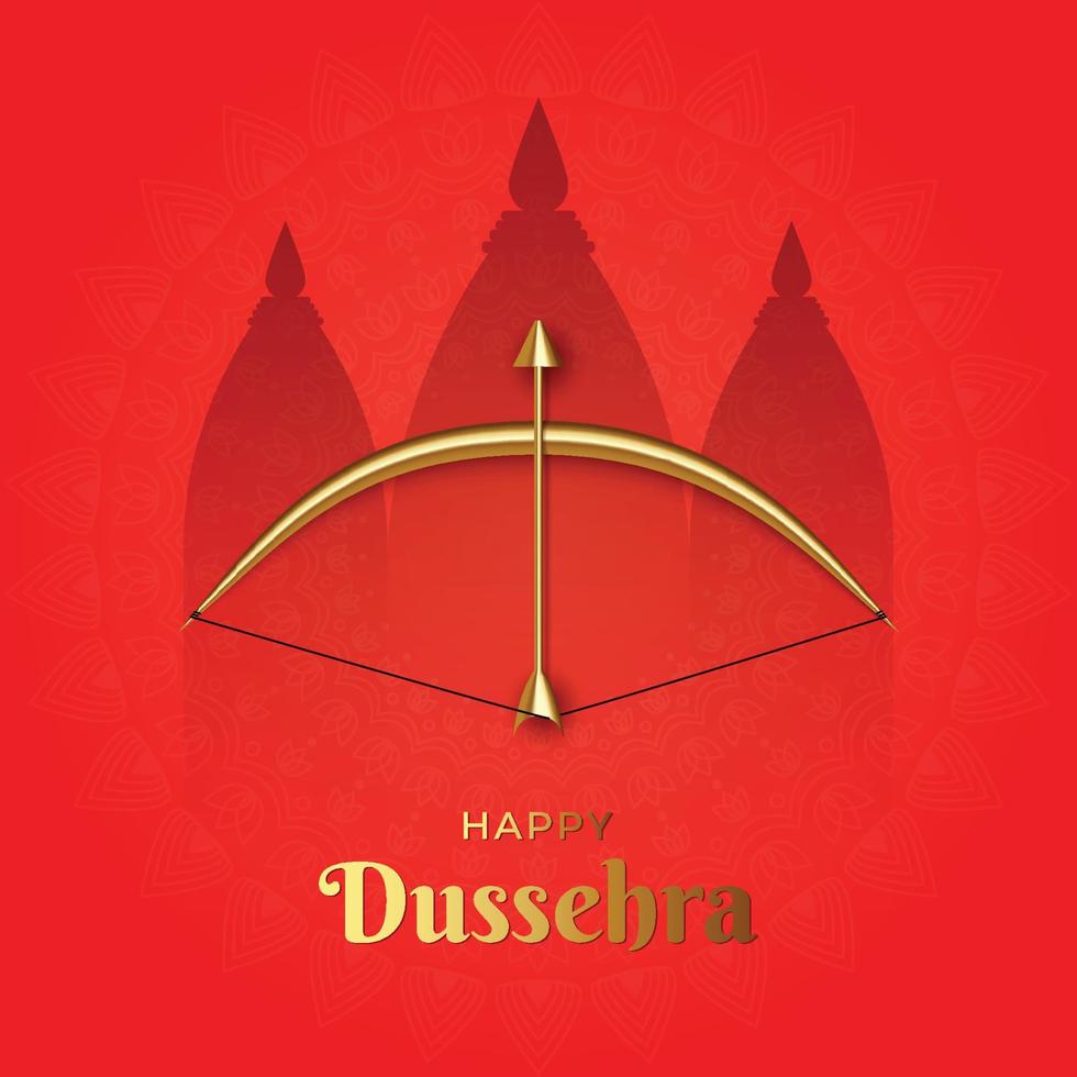 Ilustración de la elegante celebración feliz dussehra con arco y flecha vector