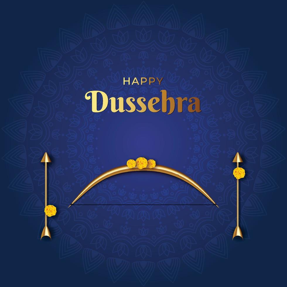 Ilustración de la elegante celebración feliz dussehra con arco y flecha vector