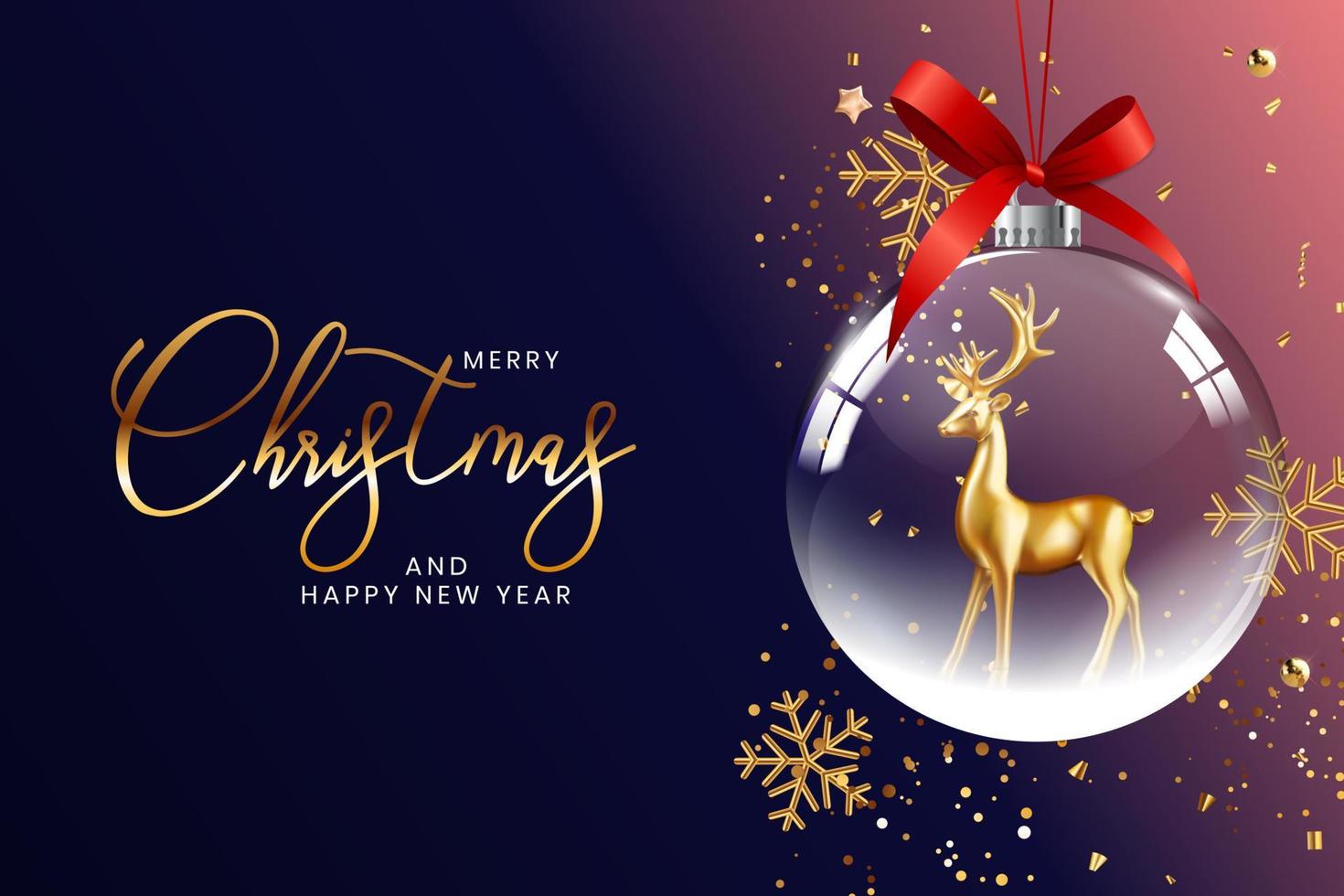 Christmas Holiday Party Background. Happy New Year and Merry Christmas Poster Template. Vector Illustration