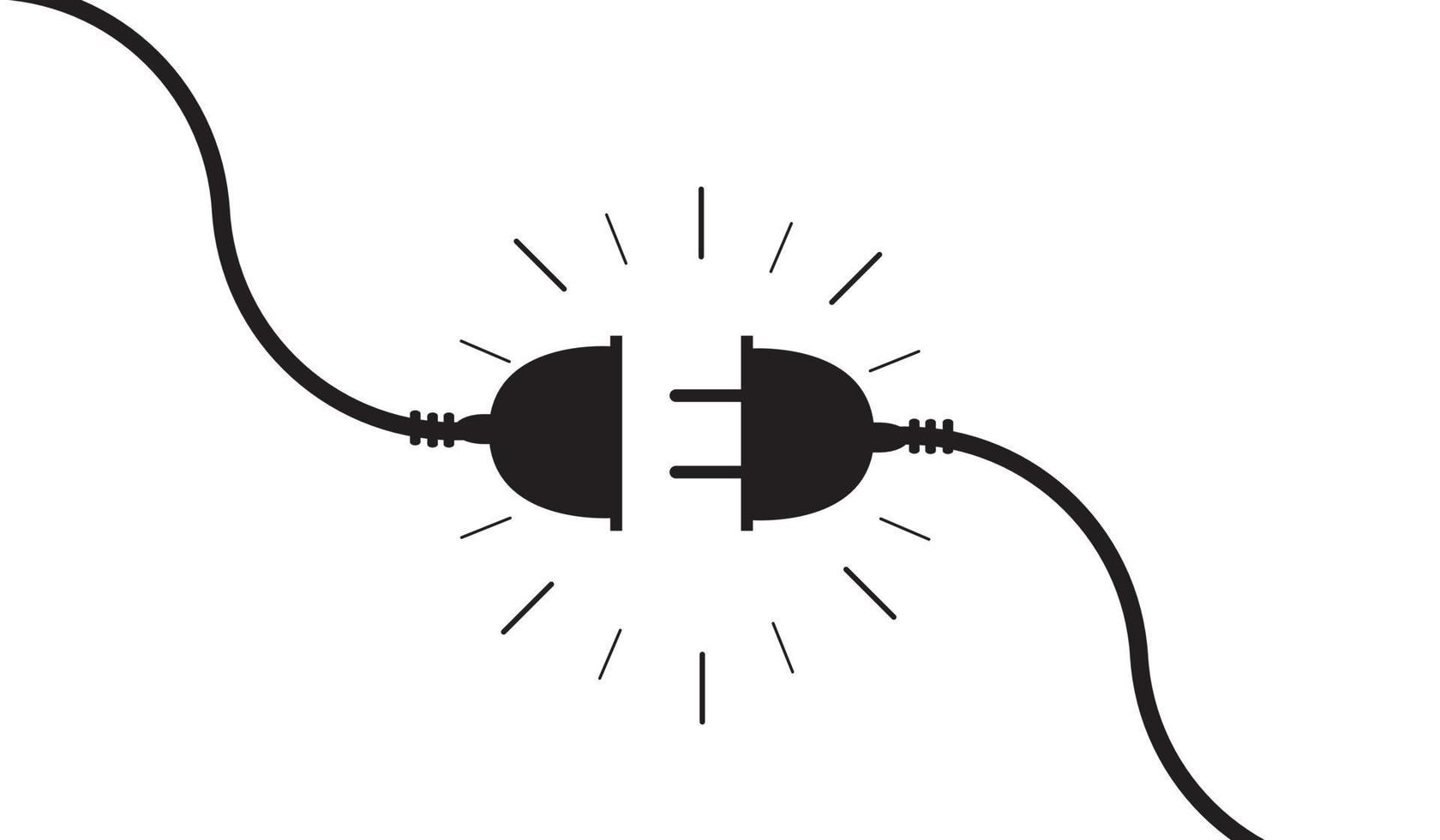 Electric socket with a plug. Unplugged cable. Disconnection concept. 404 error connection sign isolated. Vector illustration