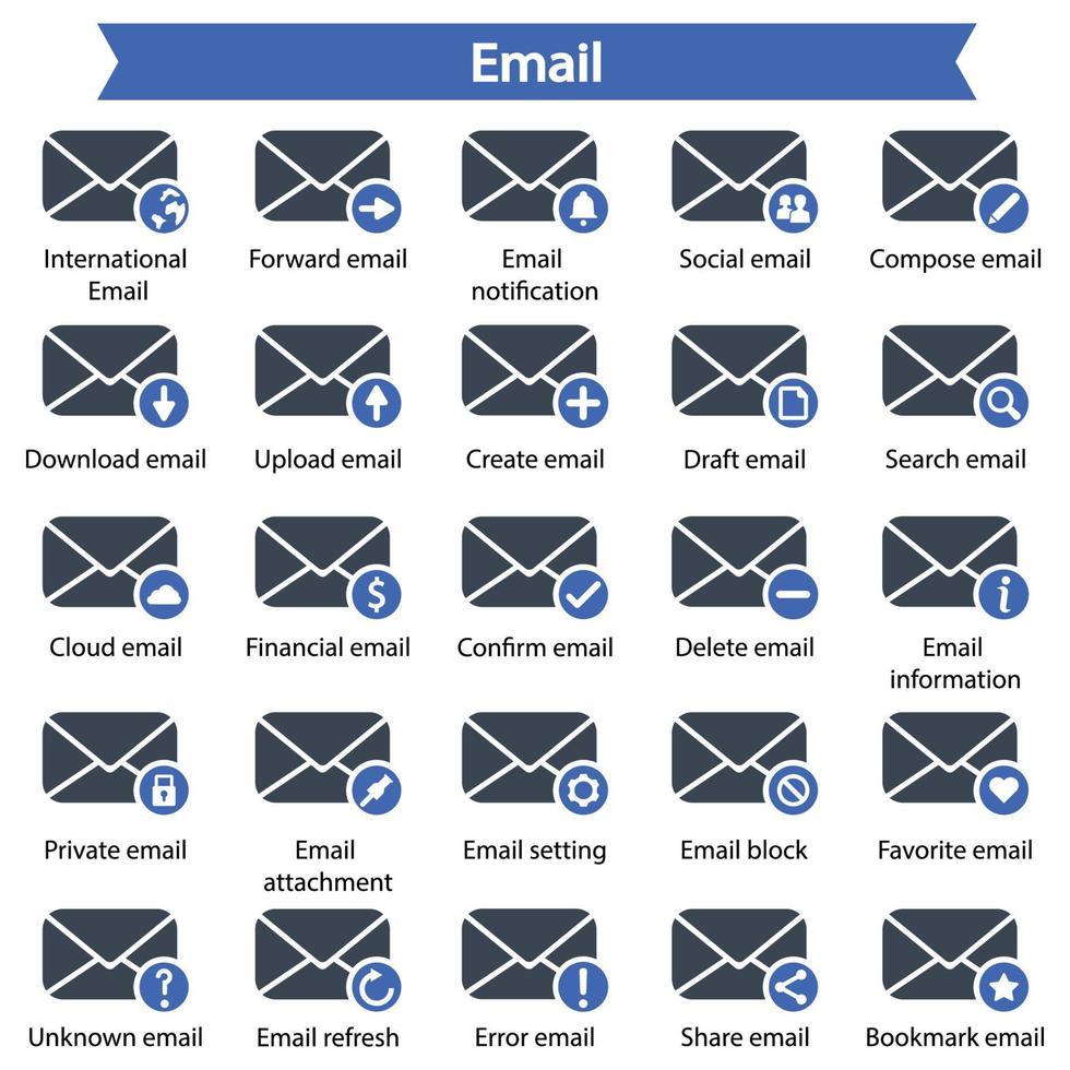 Email icon set vector