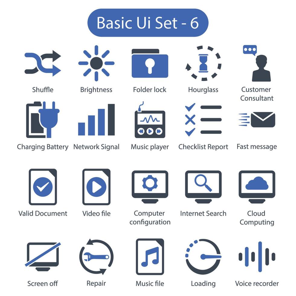 Basic Ui icon set 6 vector