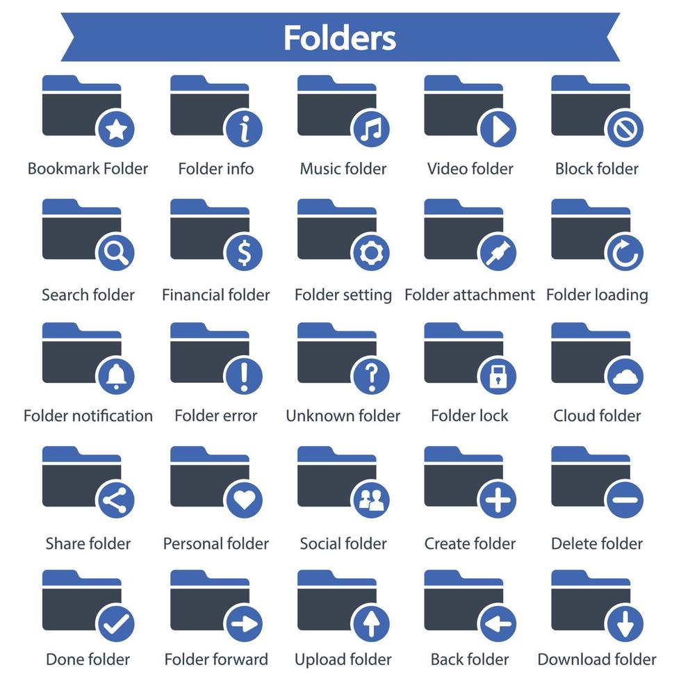 Folders icon set vector
