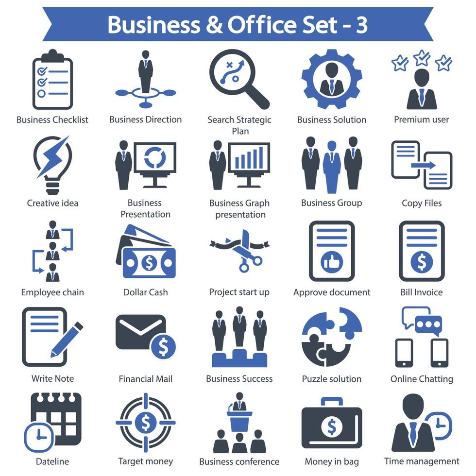 Business and office icon set 3 vector