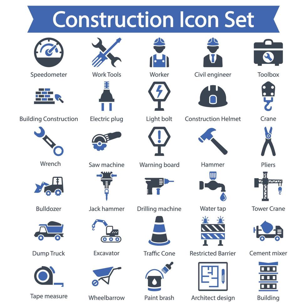 Construction icon set vector