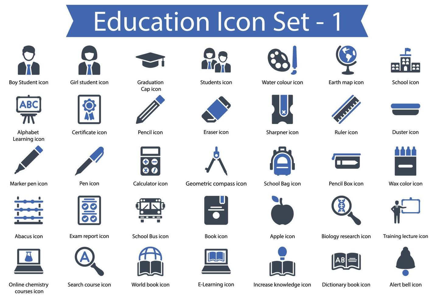 conjunto de iconos de educación 1 vector