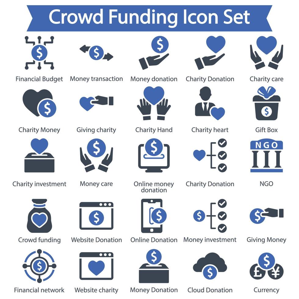 Crowd funding icon set vector