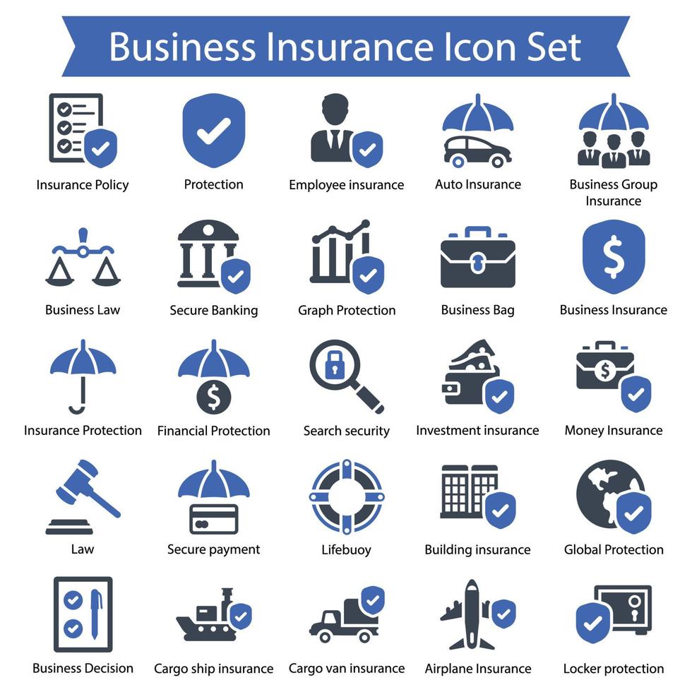 conjunto de iconos de seguros de negocios vector