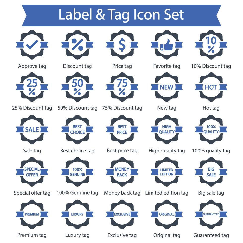 Label and Tag icon set vector