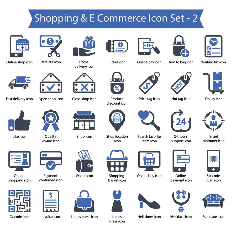 Shopping and e commerce icon set 2 vector