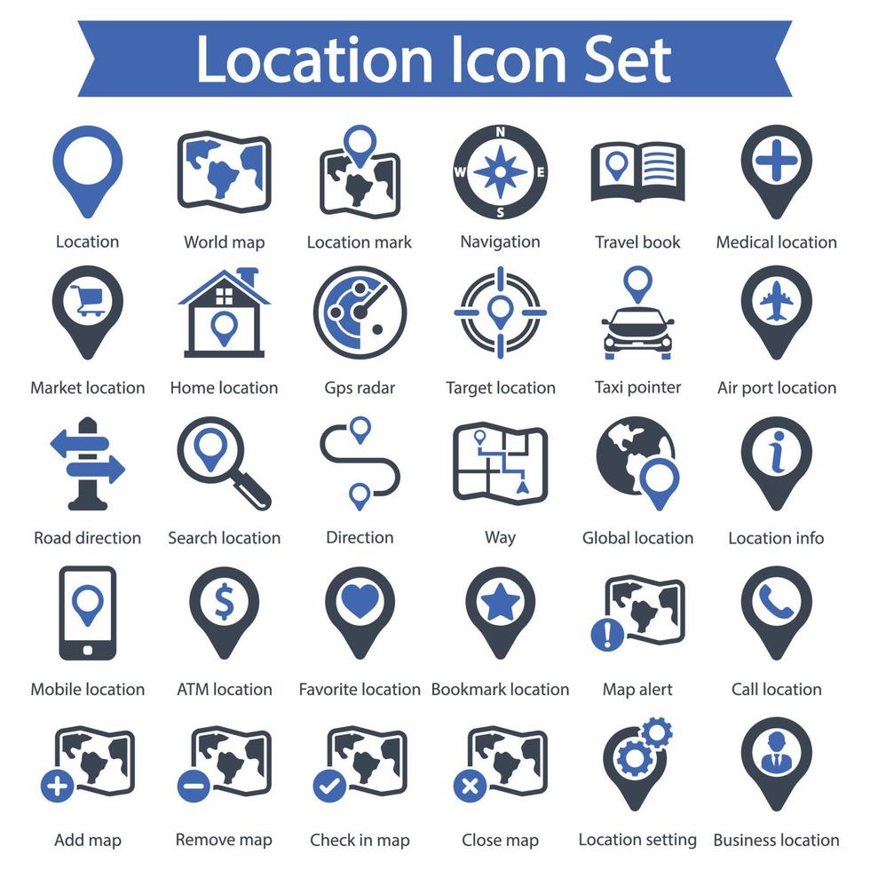 Location icon set vector