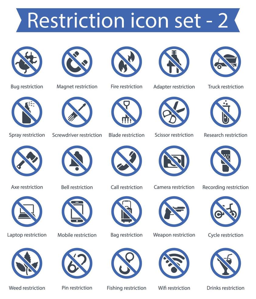 conjunto de iconos de restricción 2 vector