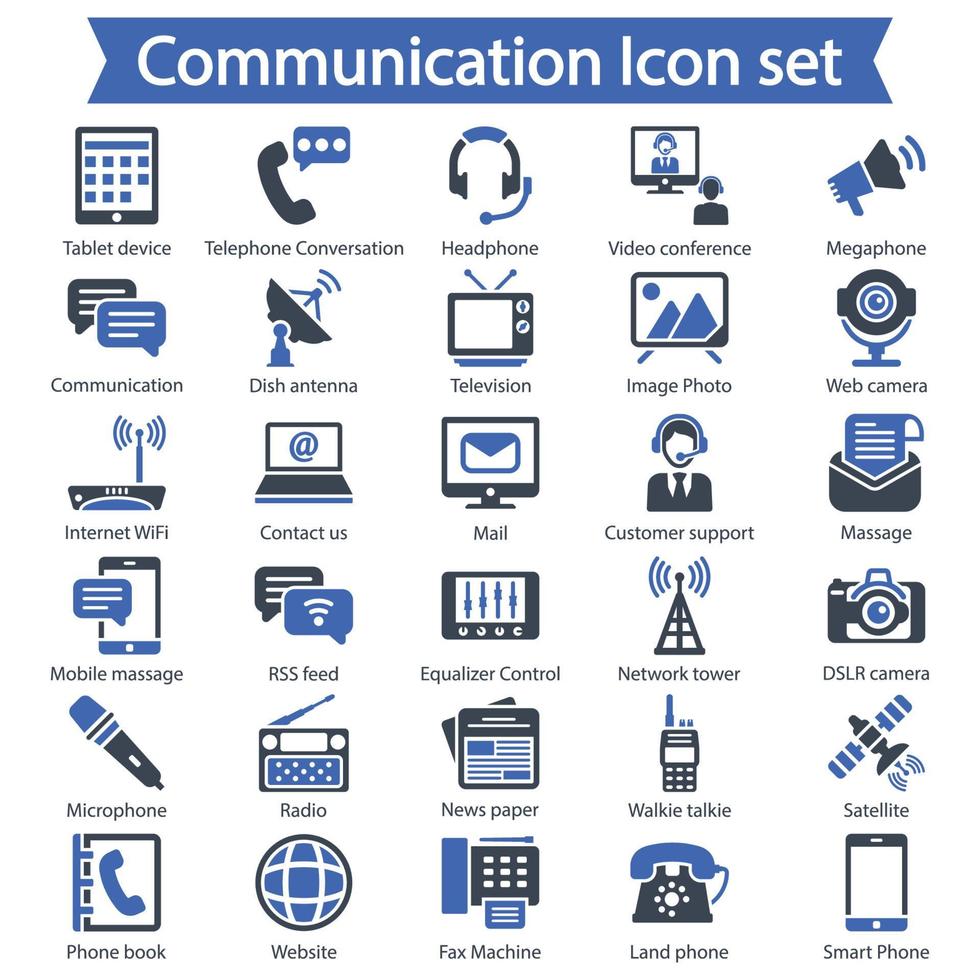 Communication icon set vector