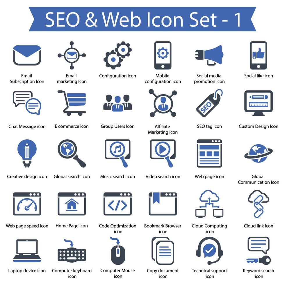 SEO and Web icon set 1 vector