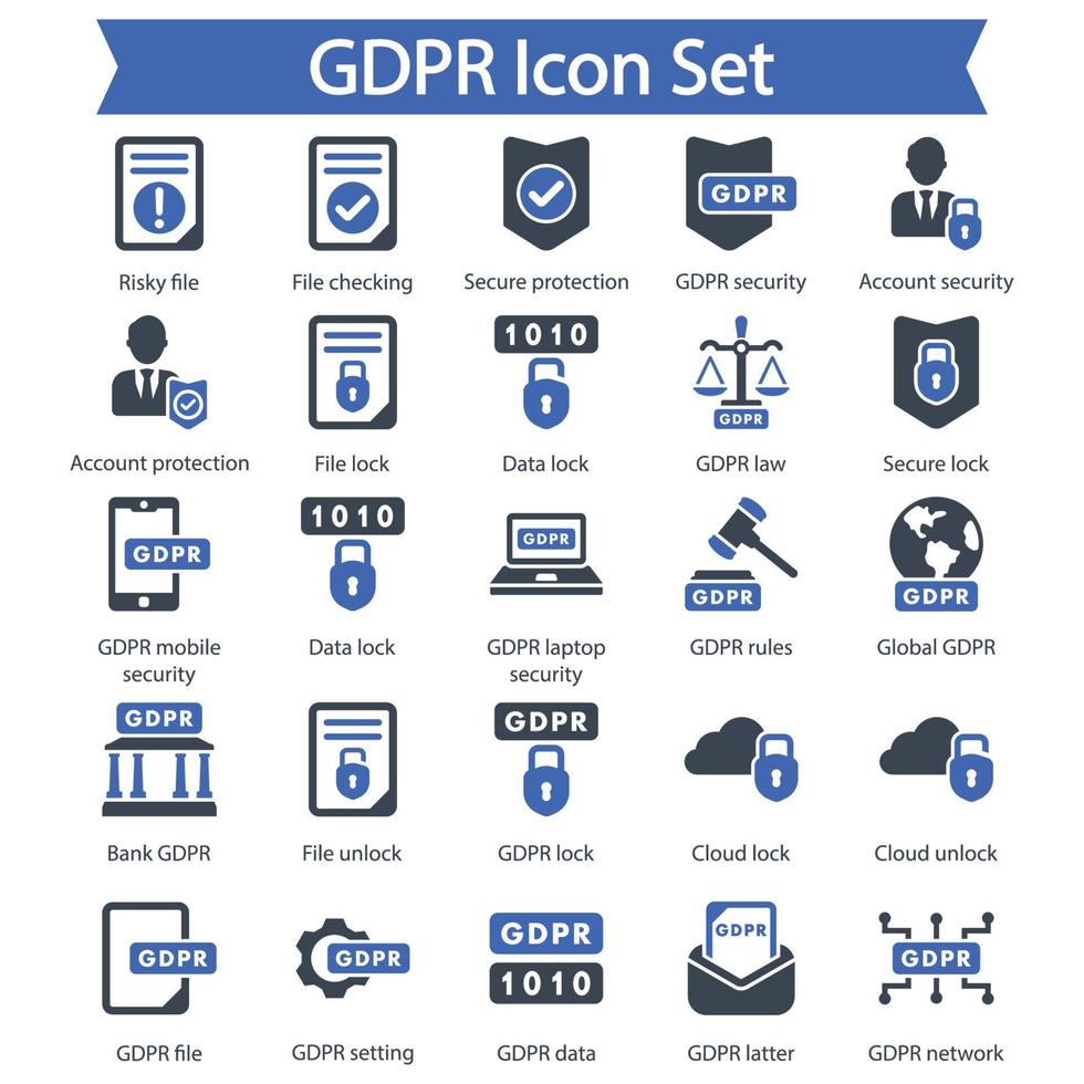 GDPR icon set vector