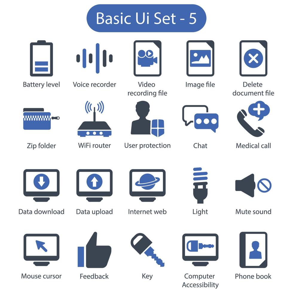 Basic Ui icon set 5 vector