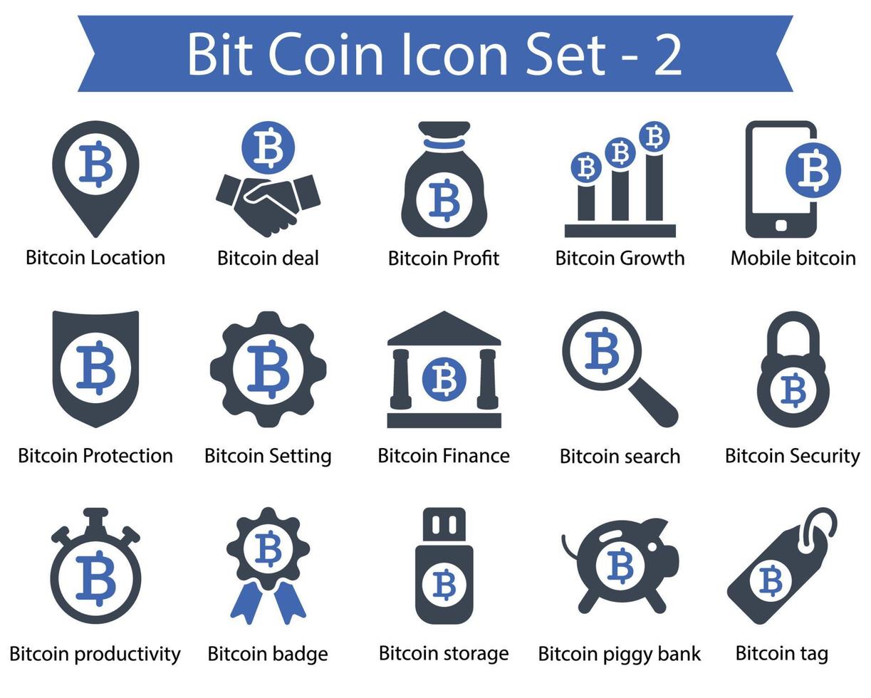 Bit coin icon set 2 vector