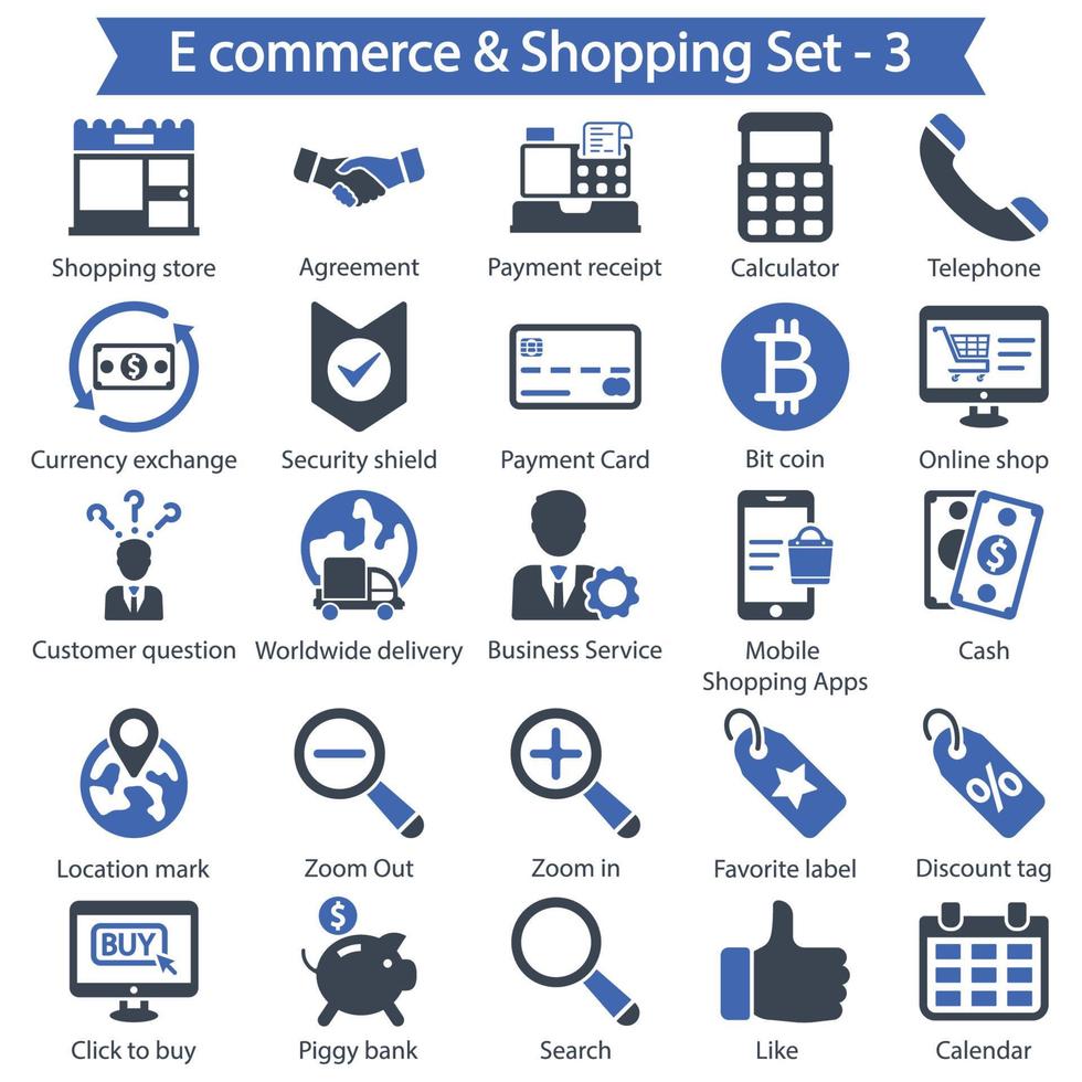 E Commrnce and shopping icon set 3 vector