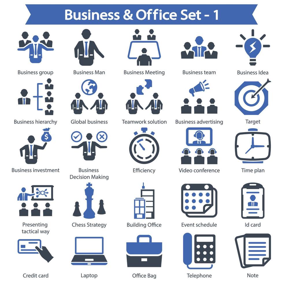 Business and office icon set 1 vector