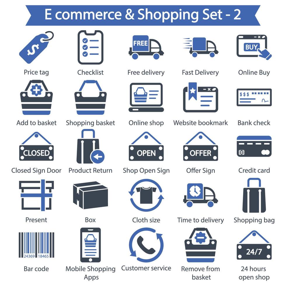 E Commrnce and shopping icon set 2 vector