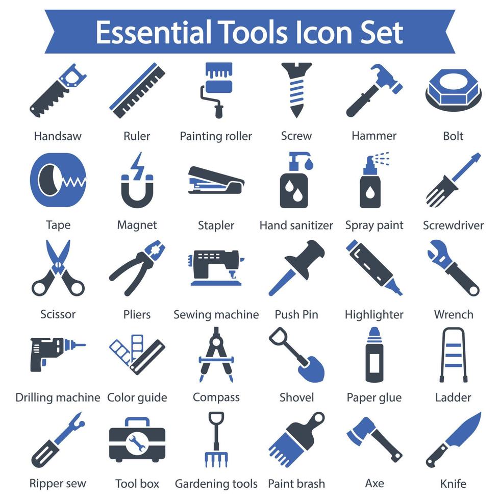 Essential Tools icon set vector