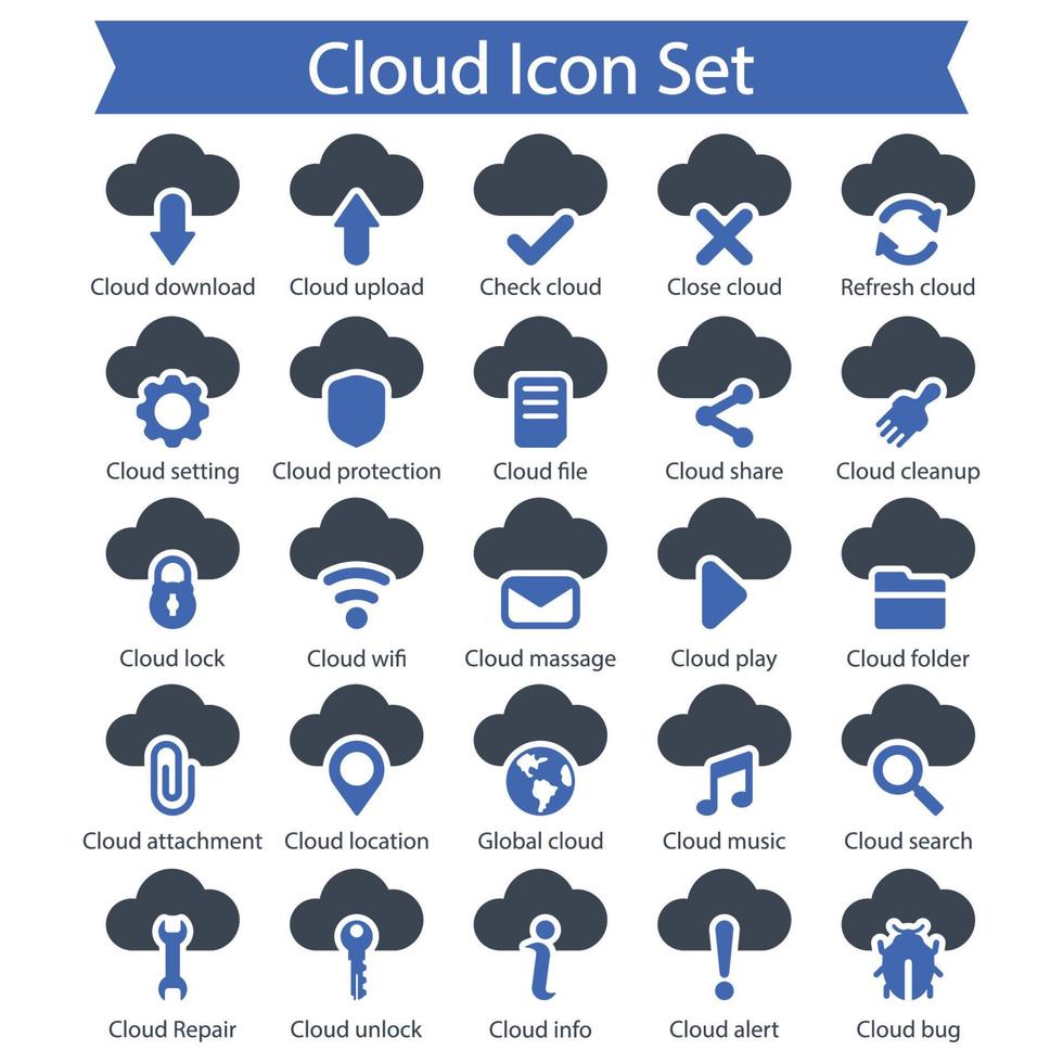 Cloud icon set vector