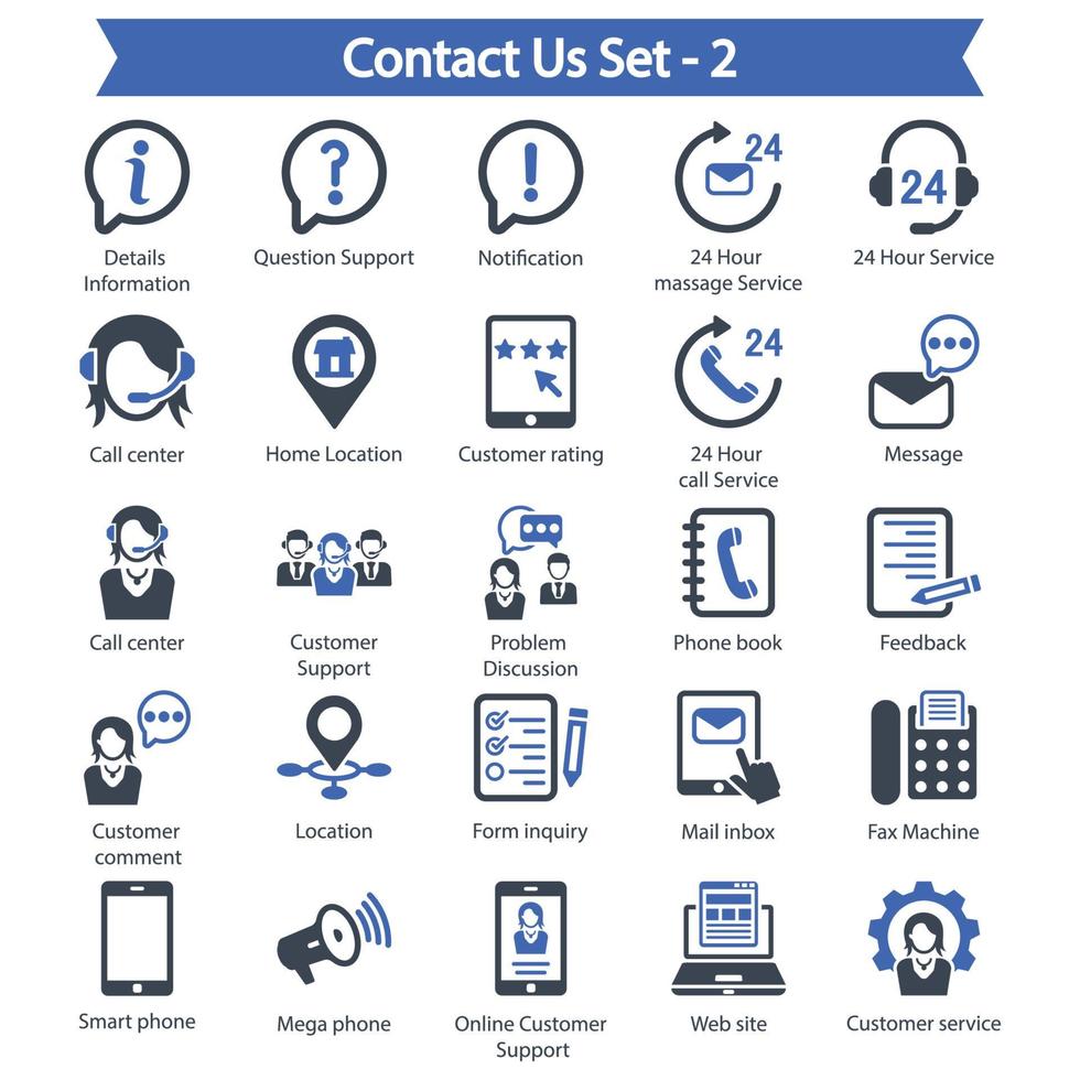 Contact us icon set 2 vector