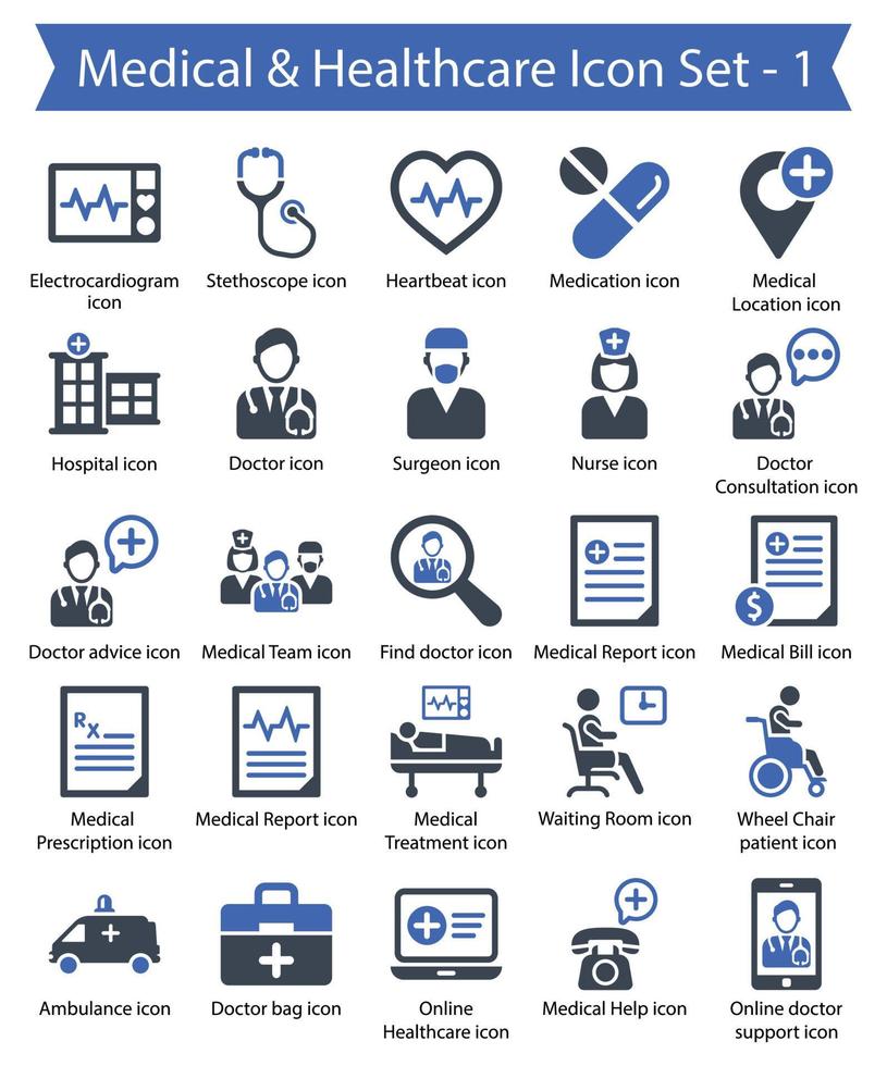 Medical and Healthcare icon set 1 vector