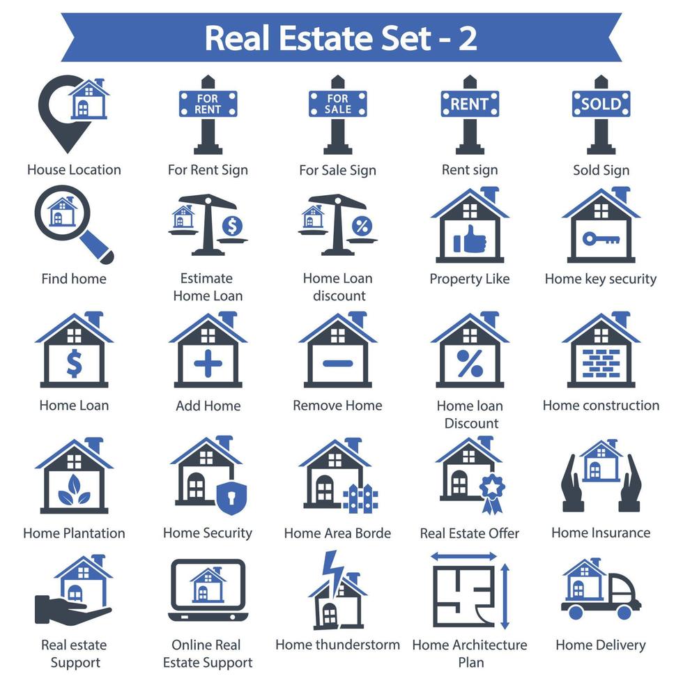 Real Estate icon set 2 vector